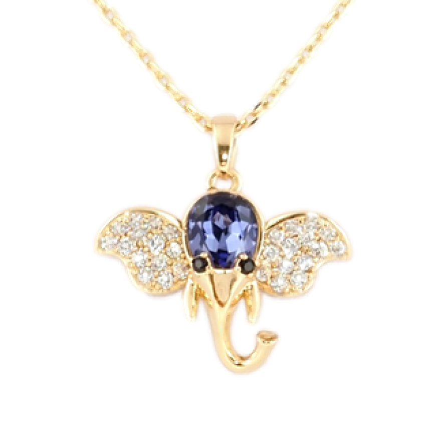 Кулон Xuping колір 18K з кр-ми Swarovski на ланцюжку Слон із кристалом Tanzanite довжина 40-45см х 1мм фото №1