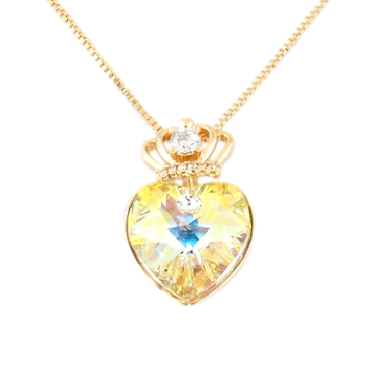 Кулон Xuping колір 18K з кр-ми Swarovski на ланцюжку Серце Sunshine Delite з короною довжина 40-45см х 1мм фото №3 Кулон Xuping колір 18K з кр-ми Swarovski на ланцюжку Серце Sunshine Delite з короною довжина 40-45см х 1мм фото №3
