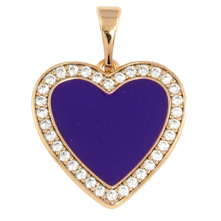 Кулон Xuping Позолота 18K Сердце с фиолетовой эмалью и цирконием для цепочки до 5мм фото №8