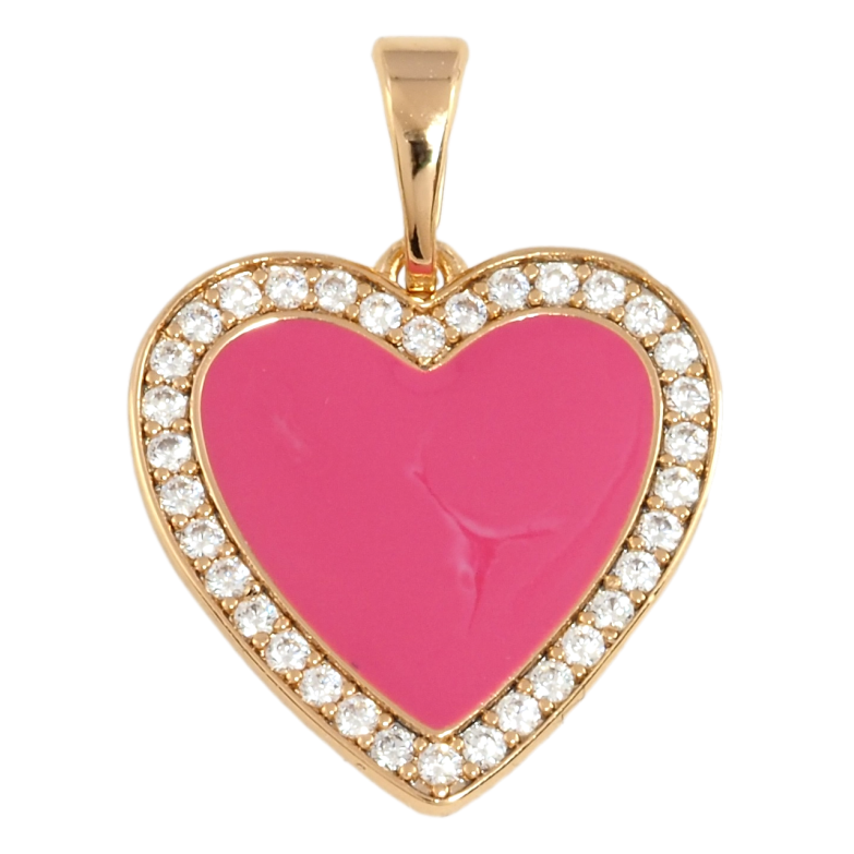 Кулон Xuping Позолота 18K Серце з рожевою емаллю та цирконієм для ланцюжка до 5мм фото №1