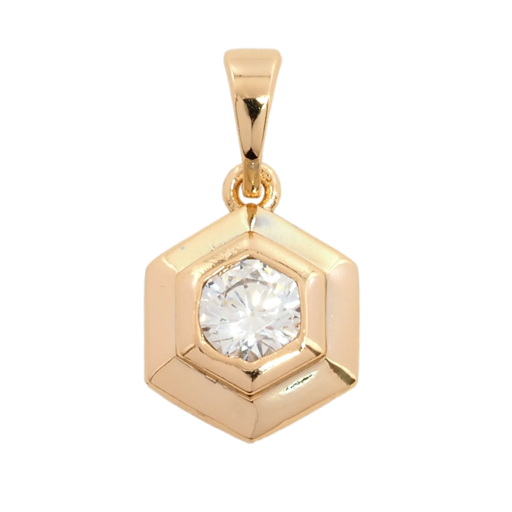 Кулон Xuping Позолота 18K Шестиугольник с кристаллом для цепочки до 5мм фото №3