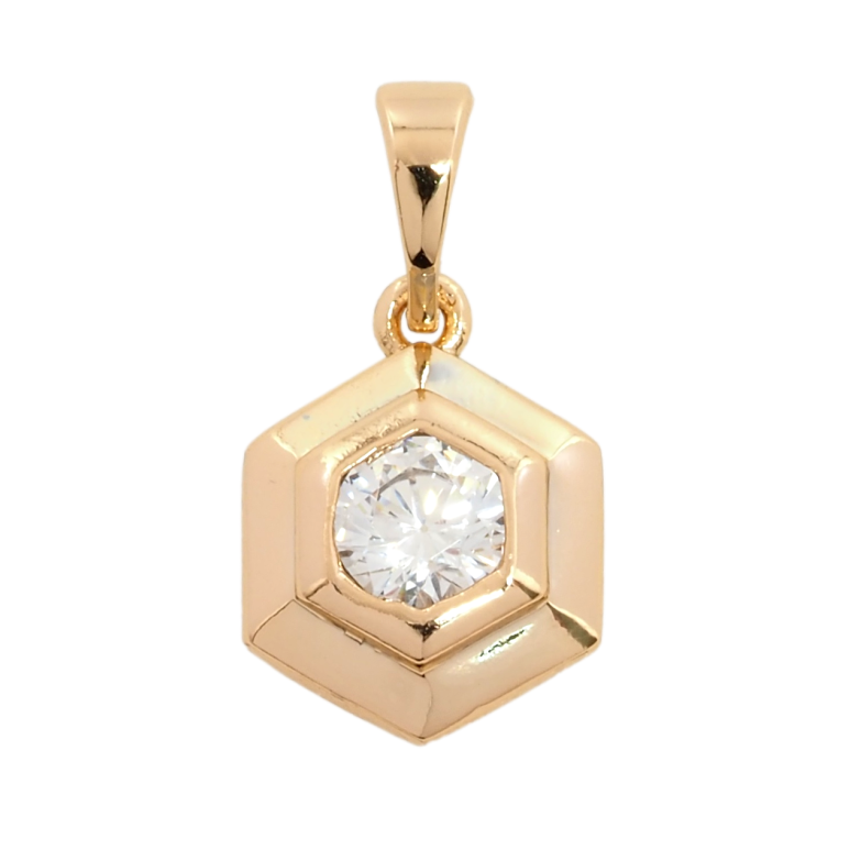 Кулон Xuping Позолота 18K Шестиугольник с кристаллом для цепочки до 5мм фото №1