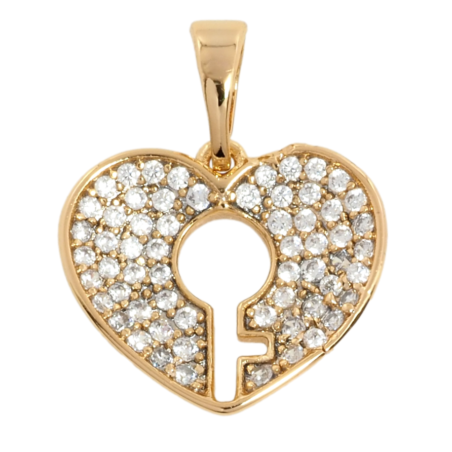 Кулон Xuping Позолота 18K Сердце с замочной скважиной и инкрустацией цирконием для цепочки до 5мм фото №1