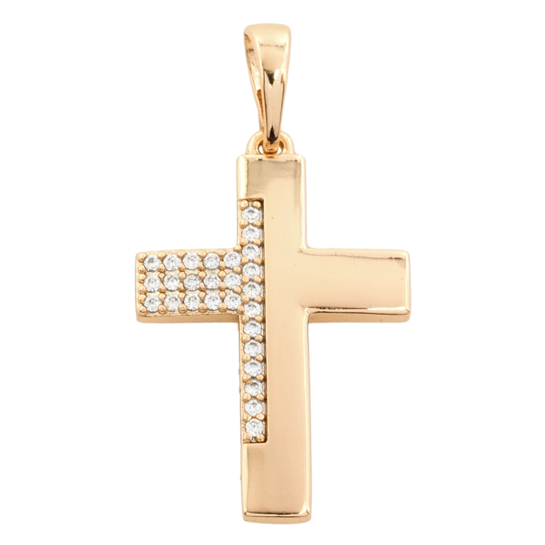 Кулон Xuping Позолота 18K Хрест із цирконієм для ланцюжка до 5мм фото №1 Кулон Xuping Позолота 18K Хрест із цирконієм для ланцюжка до 5мм фото №1