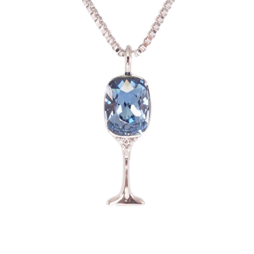 Кулон Xuping колір Родій з кр-ми Swarovski на ланцюжку Келих з кристалом Montana дл. 41,5-47см х 1мм фото №1