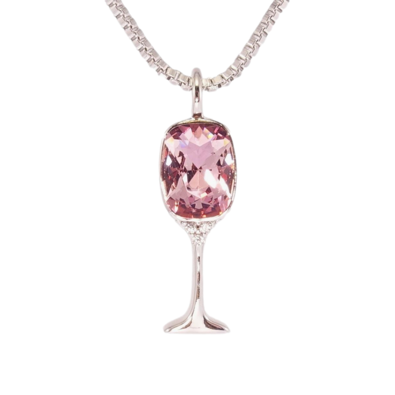 Кулон Xuping колір Родій з кр-ми Swarovski на ланцюжку Келих з кристалом Amethyst дл. 42-47см х 1мм фото №1