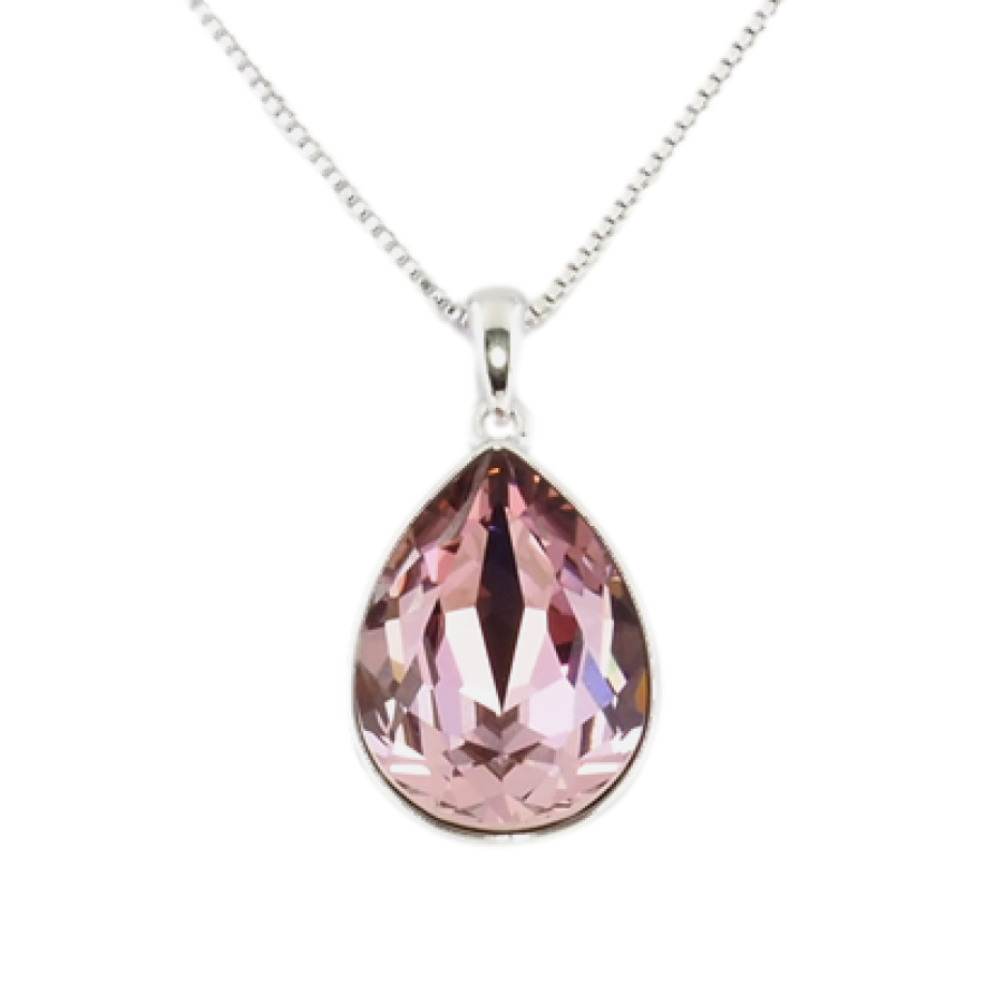 Кулон Xuping колір Родій із кристалами Swarovski на ланцюжку Кристал Antique Pink довжина 39-44.5см х 1мм фото №1