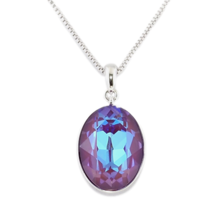 Кулон Xuping колір Родій із кристалами Swarovski на ланцюжку Кристал Siam Shimmer довжина 39-44,5см х 1мм фото №2