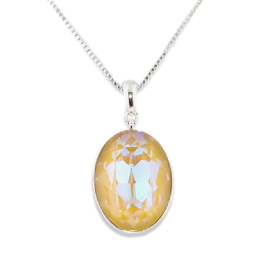 Кулон Xuping колір Родій із кристалами Swarovski на ланцюжку Кристал Peach Delite довжина 39-45см х 1мм фото №1