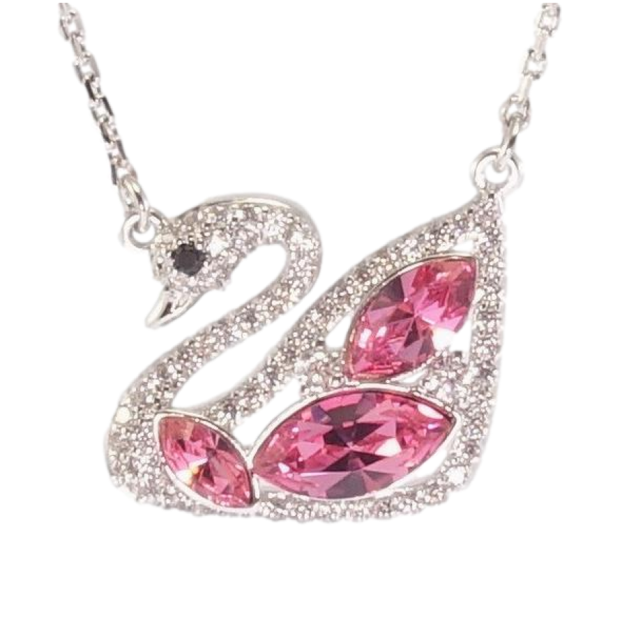 Кулон Xuping колір Родій із кристалами Swarovski на ланцюжку Лебідь довжина 40-45 см фото №1
