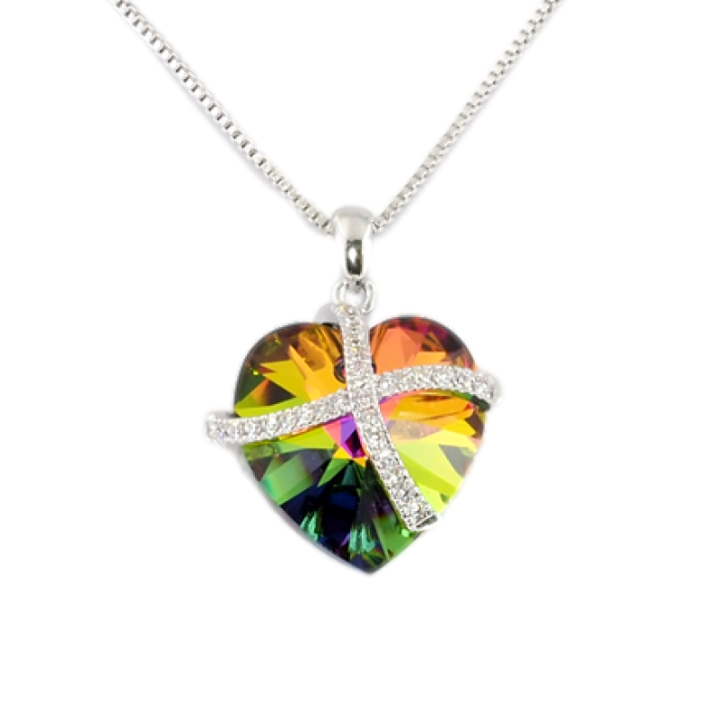 Кулон Xuping колір Родій із кристалами Swarovski на ланцюжку Серце кристал Vitrail Medium довжина 39-45см х 1мм фото №1 Кулон Xuping колір Родій із кристалами Swarovski на ланцюжку Серце кристал Vitrail Medium довжина 39-45см х 1мм фото №1