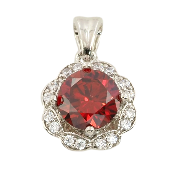 Кулон Xuping Родий Цветочек с красным фианитом и цирконием для цепочки до 2мм фото №16