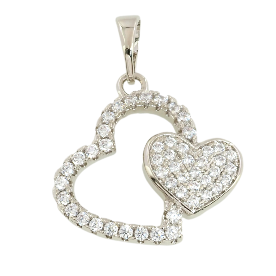 Кулон Xuping Родий Сердечки инкрустация цирконием для цепочки до 5мм фото №1 Кулон Xuping Родий Сердечки инкрустация цирконием для цепочки до 5мм фото №1