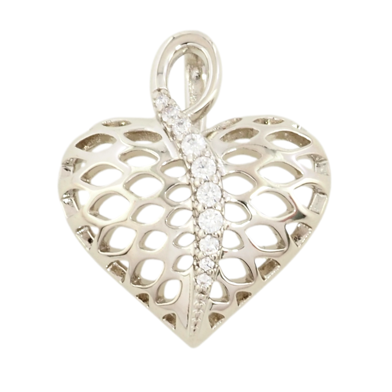 Кулон Xuping Родій Різьблене серце для ланцюжка до 3мм фото №1