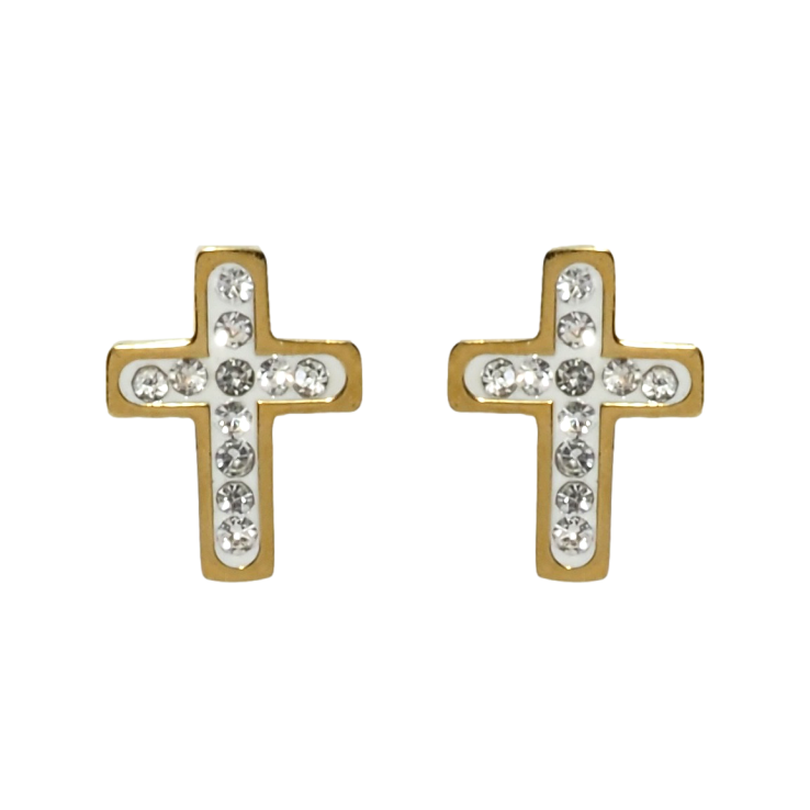 Сережки Xuping TTM Stainless Steel колір 14K пусети Хрестики з цирконієм фото №23