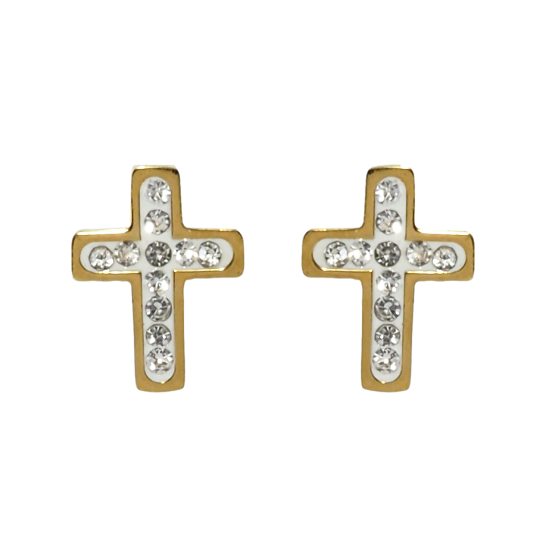 Сережки Xuping TTM Stainless Steel колір 14K пусети Хрестики з цирконієм фото №1 Сережки Xuping TTM Stainless Steel колір 14K пусети Хрестики з цирконієм фото №1
