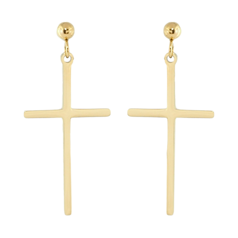 Сережки Xuping TTM Stainless Steel колір 14K пусети Хрестики фото №1