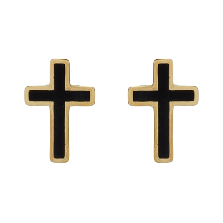 Сережки Xuping TTM Stainless Steel колір 14K пусети Хрестики фото №1
