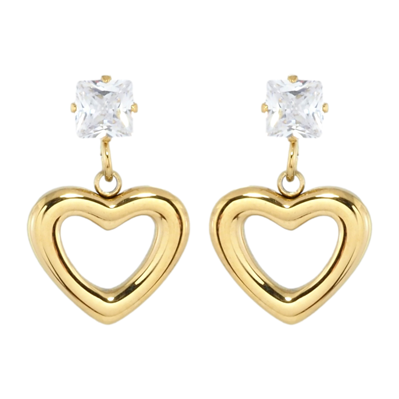 Серьги Xuping TTM Stainless Steel цвет 14K пусеты Сердечки фото №1 Серьги Xuping TTM Stainless Steel цвет 14K пусеты Сердечки фото №1