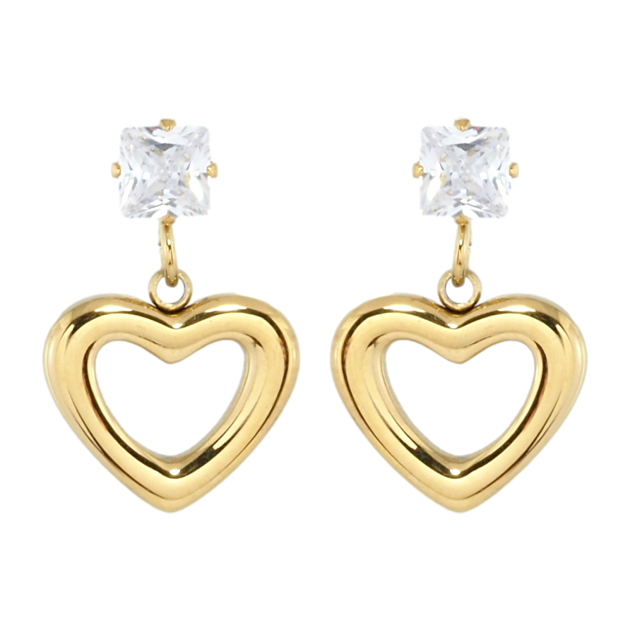 Серьги Xuping TTM Stainless Steel цвет 14K пусеты Сердечки фото №1 Серьги Xuping TTM Stainless Steel цвет 14K пусеты Сердечки фото №1