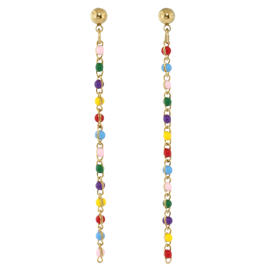 Серьги Xuping TTM Stainless Steel цвет 14K пусеты Декоративные подвески с разноцветными бусинами фото №1 Серьги Xuping TTM Stainless Steel цвет 14K пусеты Декоративные подвески с разноцветными бусинами фото №1