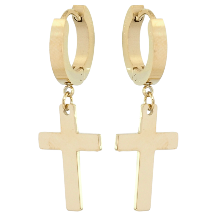 Серьги Xuping TTM Stainless Steel цвет 14K подвески на колечках Крестики фото №11