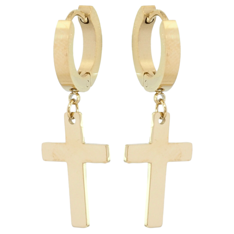 Серьги Xuping TTM Stainless Steel цвет 14K подвески на колечках Крестики фото №1