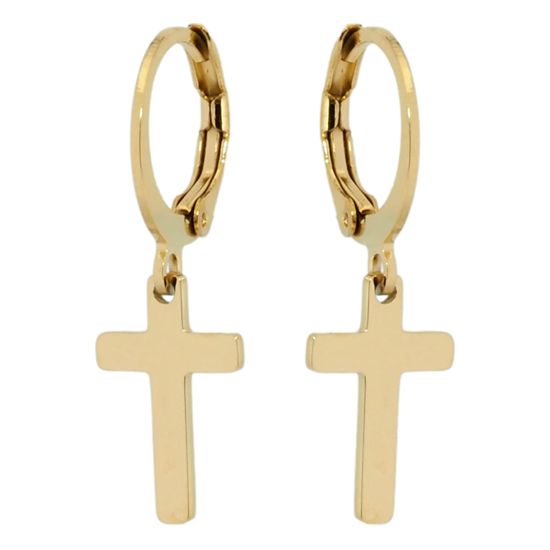 Серьги Xuping TTM Stainless Steel цвет 14K подвески на колечках Крестики фото №1