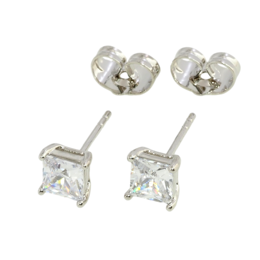 Сережки Xuping Родій пусети Фіаніти 5х5мм фото №1 Сережки Xuping Родій пусети Фіаніти 5х5мм фото №1