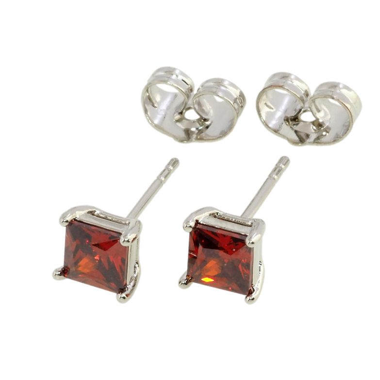 Серьги Xuping Родий пусеты Красные фианиты 5х5мм фото №2 Серьги Xuping Родий пусеты Красные фианиты 5х5мм фото №2