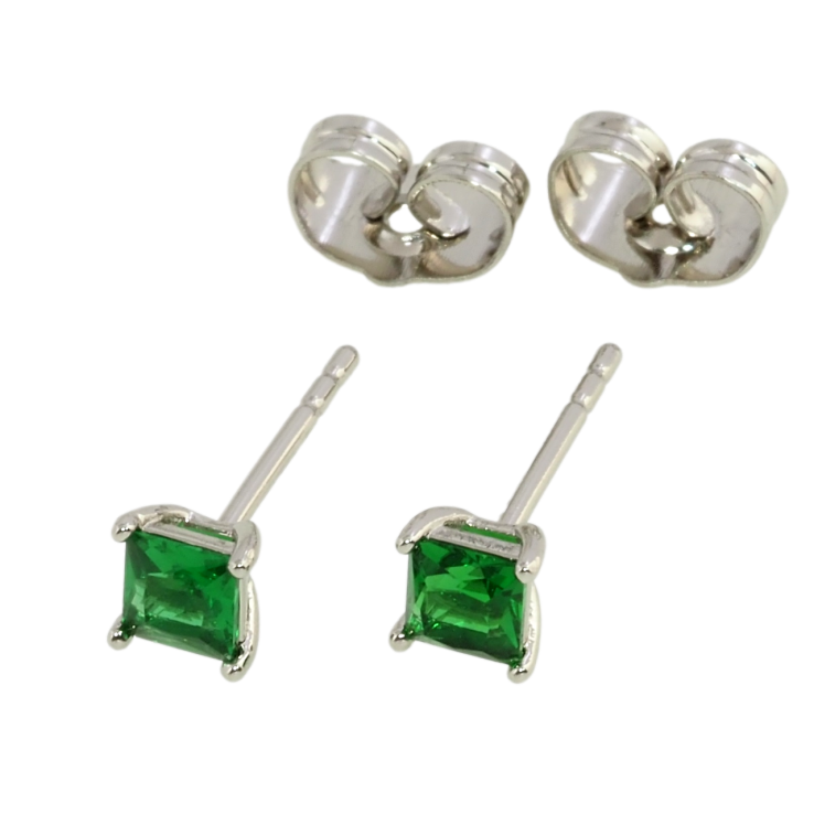 Серьги Xuping Родий пусеты Зеленые фианиты 4х4мм фото №22 Серьги Xuping Родий пусеты Зеленые фианиты 4х4мм фото №22