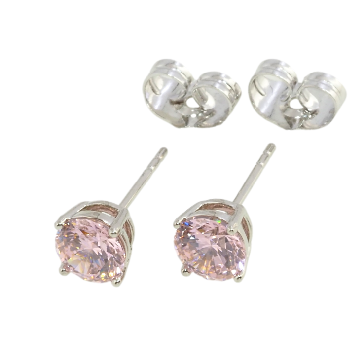Серьги Xuping Родий пусеты Розовые фианиты в 4-х крапановой оправе ø 6мм фото №13 Серьги Xuping Родий пусеты Розовые фианиты в 4-х крапановой оправе ø 6мм фото №13