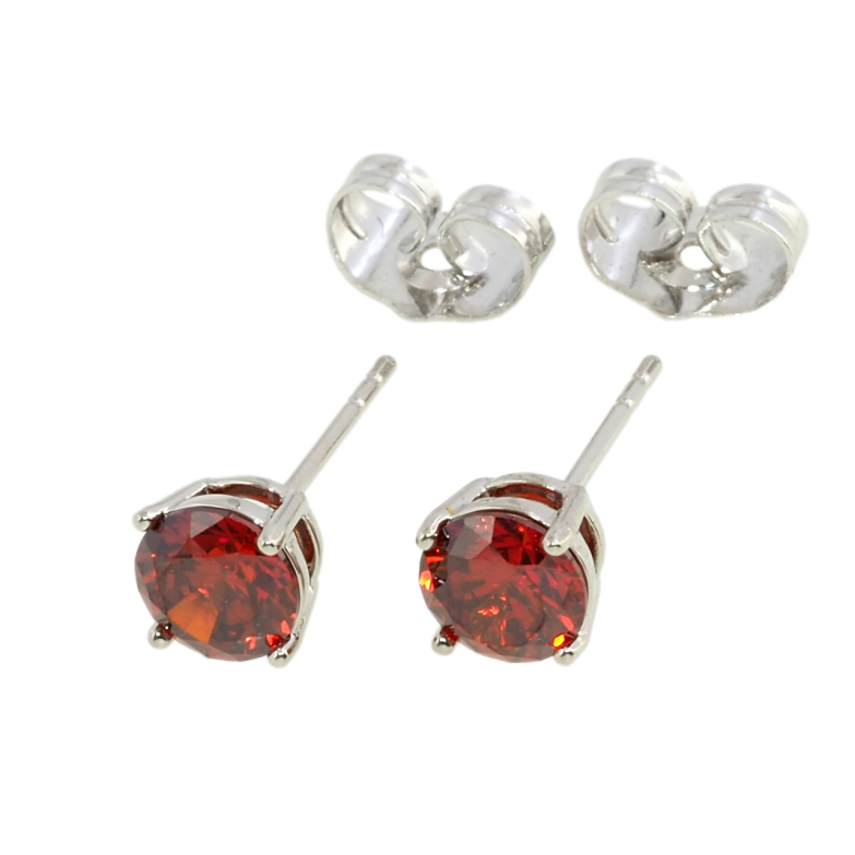 Серьги Xuping Родий пусеты Красные фианиты в 4-х крапановой оправе ø 6мм фото №1 Серьги Xuping Родий пусеты Красные фианиты в 4-х крапановой оправе ø 6мм фото №1