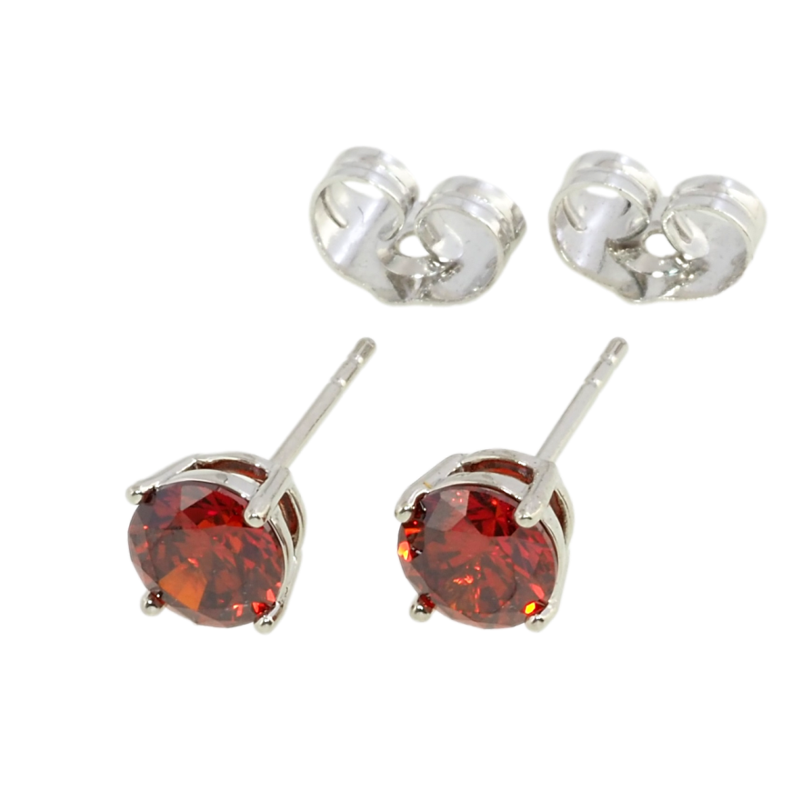 Серьги Xuping Родий пусеты Красные фианиты в 4-х крапановой оправе ø 6мм фото №1 Серьги Xuping Родий пусеты Красные фианиты в 4-х крапановой оправе ø 6мм фото №1