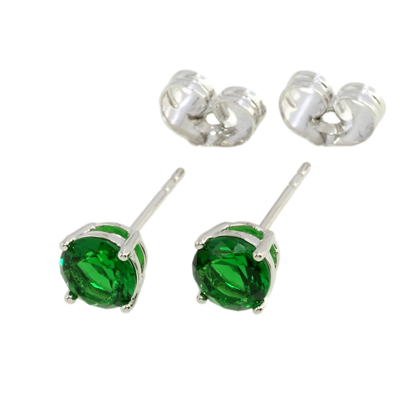 Серьги Xuping Родий пусеты Зеленые фианиты в 4-х крапановой оправе ø 6мм фото №1 Серьги Xuping Родий пусеты Зеленые фианиты в 4-х крапановой оправе ø 6мм фото №1