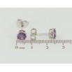Серьги Xuping Родий пусеты Сиреневые фианиты в 4-х крапановой оправе ø 6мм фото №2