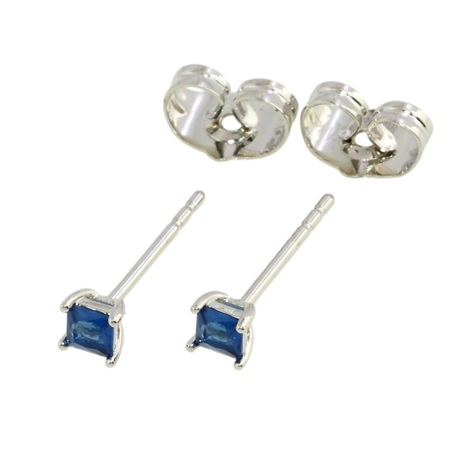Сережки Xuping Родій пусети Сині фіаніти 3х3мм фото №1