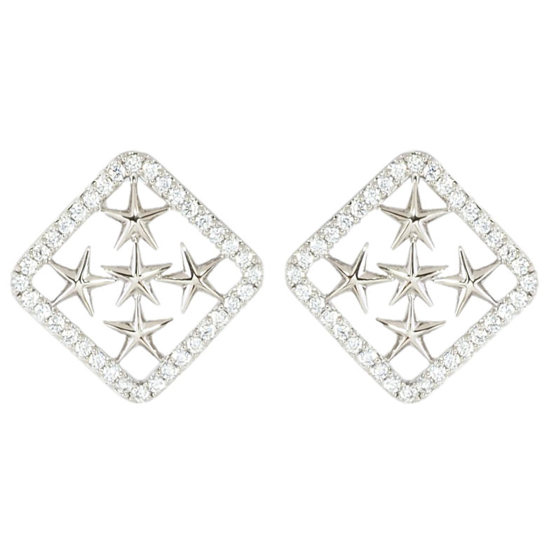 Серьги Xuping Родий пусеты Звездный узор в обрамлении циркония фото №1