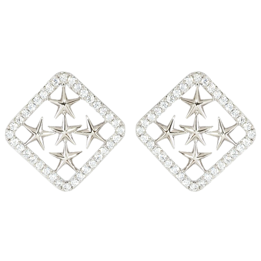 Серьги Xuping Родий пусеты Звездный узор в обрамлении циркония фото №1