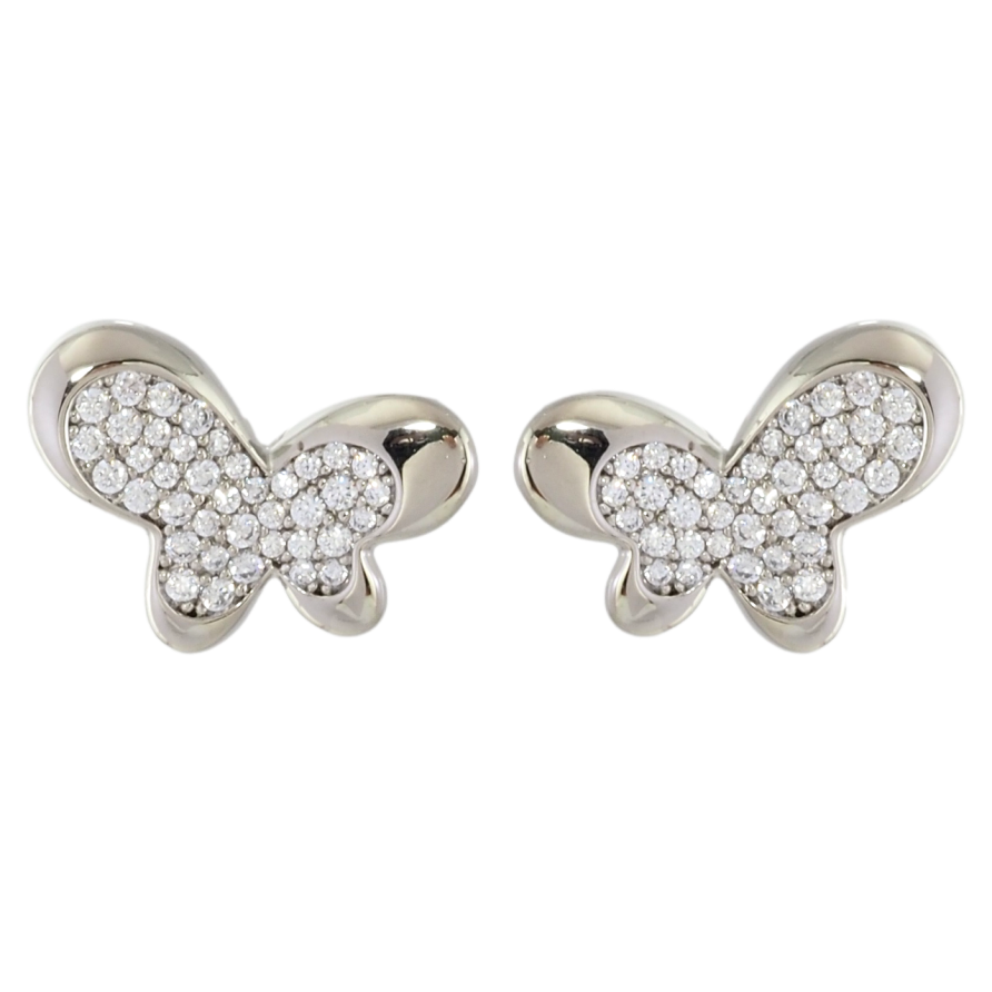 Серьги Xuping Родий пусеты Бабочки инкрустация цирконием фото №1