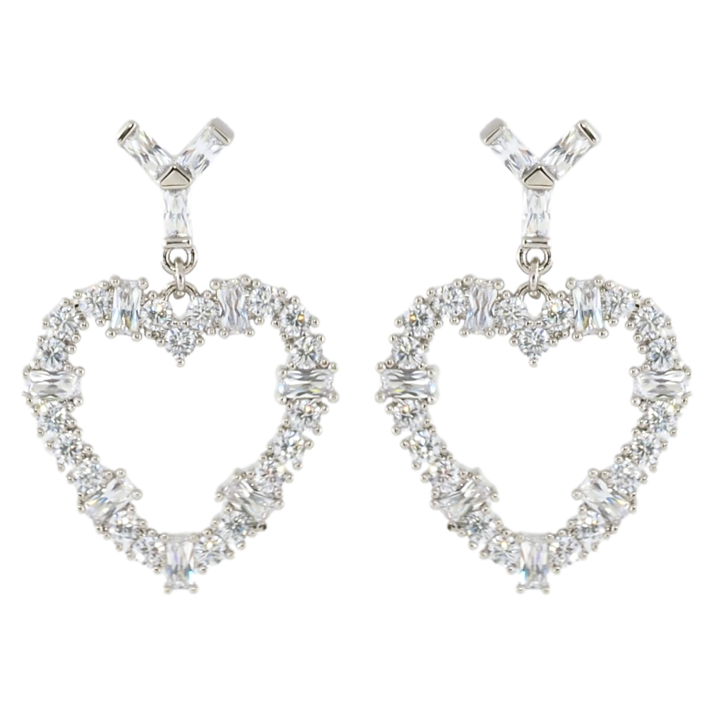 Сережки Xuping Родій пусети Кришталеві серця фото №1