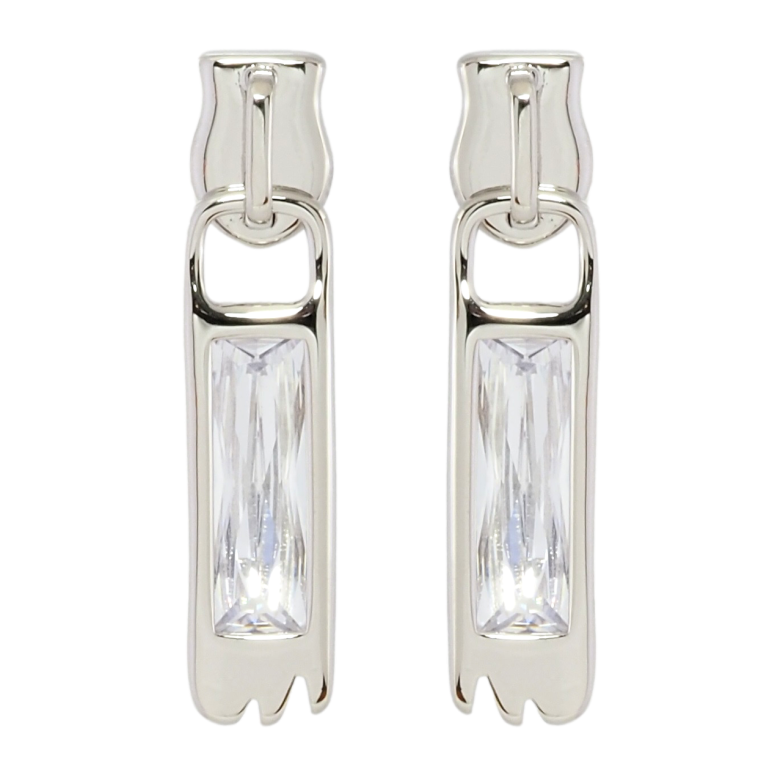 Серьги Xuping Родий пусеты Бегунки с фианитами фото №1