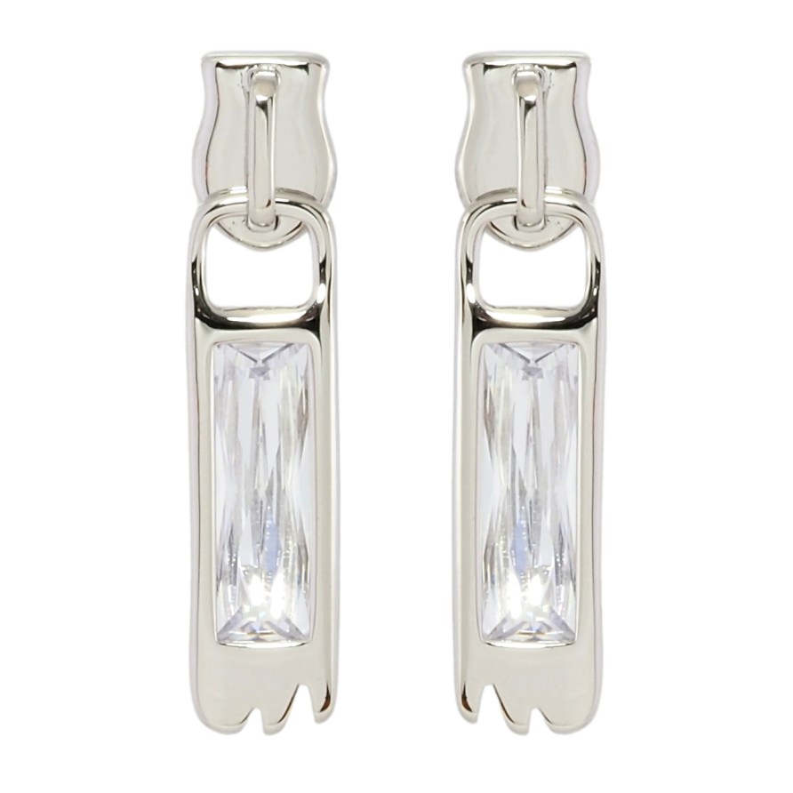 Серьги Xuping Родий пусеты Бегунки с фианитами фото №1