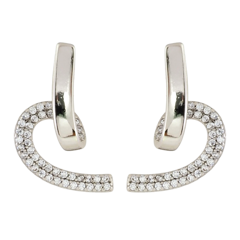 Сережки Xuping Родій пусети Завитки з інкрустацією цирконієм фото №1