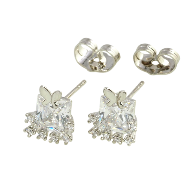 Серьги Xuping Родий пусеты Фианиты с бабочками фото №8