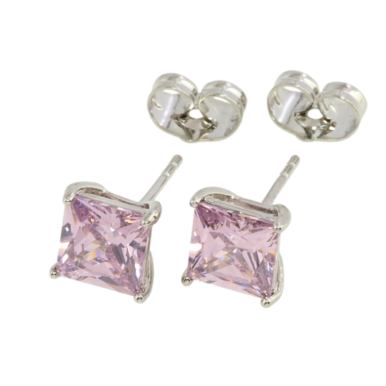 Сережки Xuping Родій пусети Рожевий фіаніт 7х7мм фото №1 Сережки Xuping Родій пусети Рожевий фіаніт 7х7мм фото №1