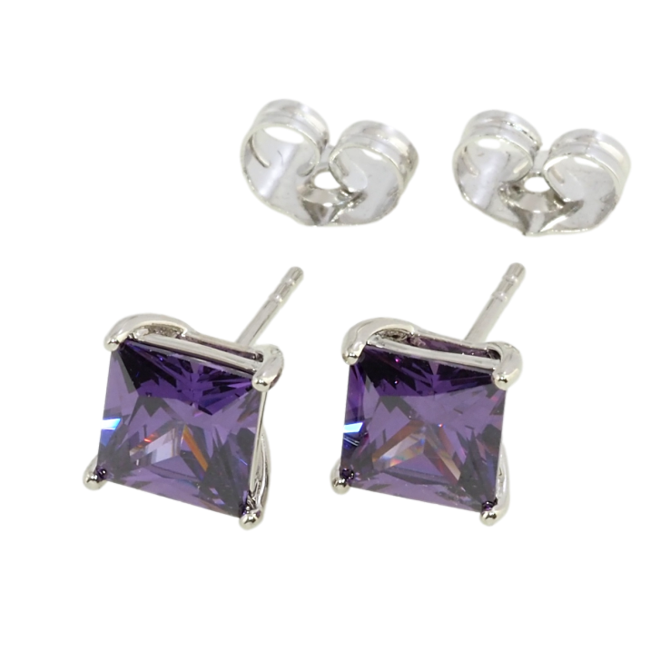Серьги Xuping Родий пусеты Сиреневые фианиты 7х7мм фото №8 Серьги Xuping Родий пусеты Сиреневые фианиты 7х7мм фото №8