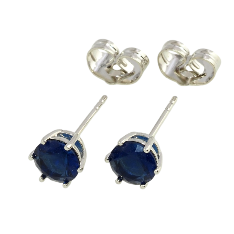 Сережки Xuping Родій пусети Сині фіаніти в 6-ти крапановій оправі ø 6мм фото №2