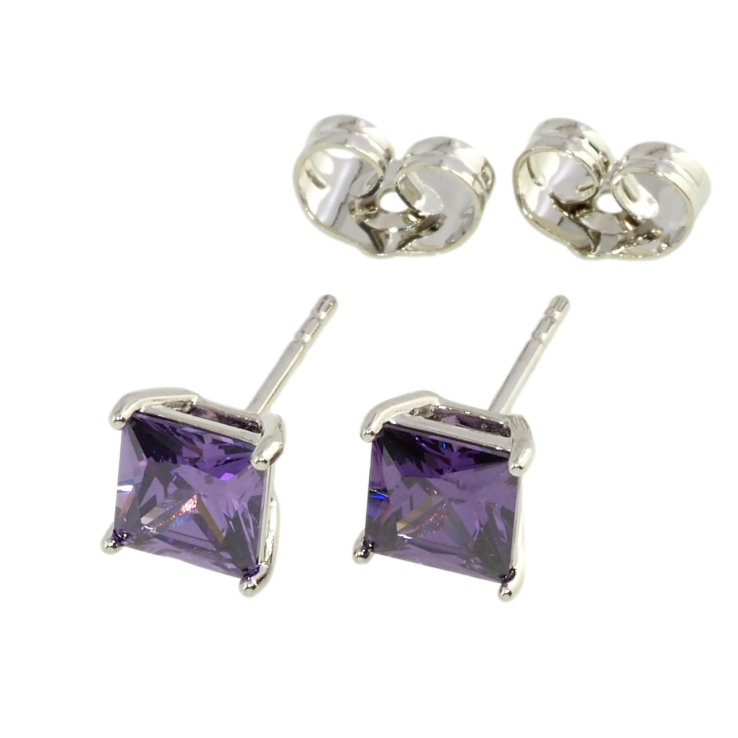 Серьги Xuping Родий пусеты Сиреневые фианиты 6х6мм фото №9 Серьги Xuping Родий пусеты Сиреневые фианиты 6х6мм фото №9
