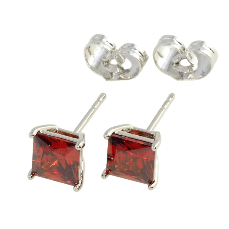 Серьги Xuping Родий пусеты Красные фианиты 6х6мм фото №19 Серьги Xuping Родий пусеты Красные фианиты 6х6мм фото №19